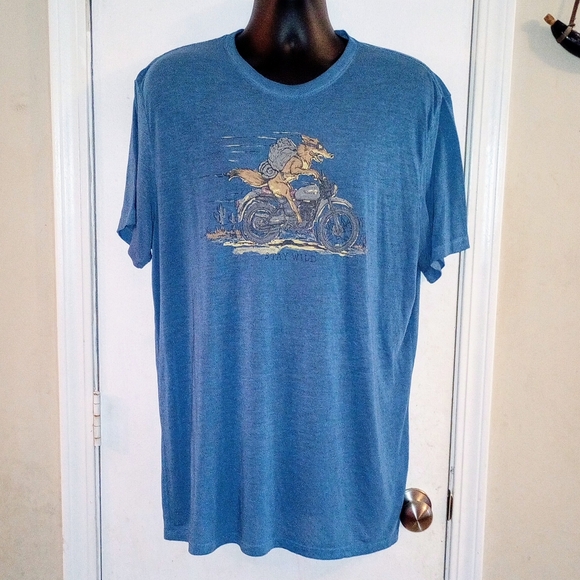 Lucky Brand Venice Burnout Men's Size XL Tee Stay Wild Wolf Motorcycle Desert - Picture 2 of 9